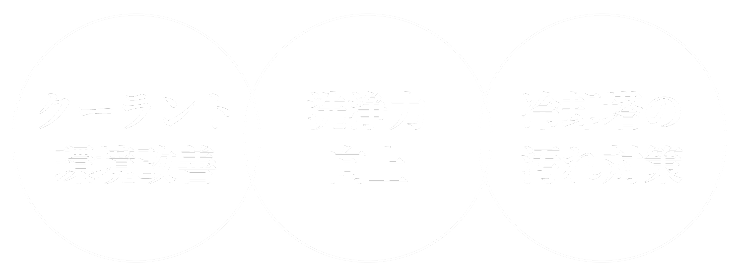 クーラント環境改善・洗浄力向上・冷却塔の汚れ対策